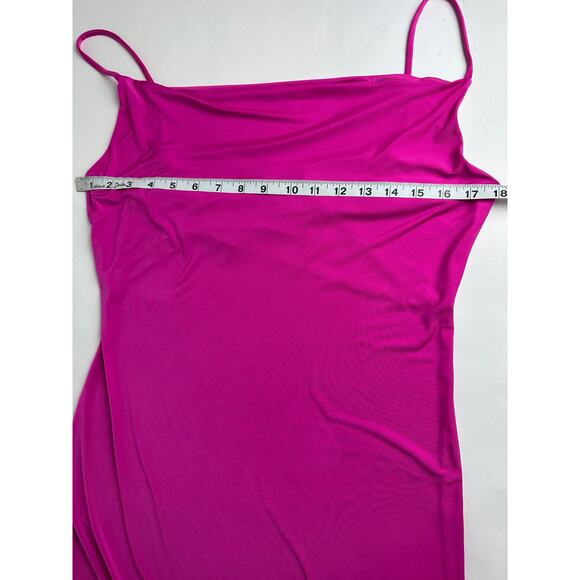 Sincerely Jules Size Large Pink 90s Slinky Slip dress Midi Cowl Neck Barbiecore - Picture 6 of 9